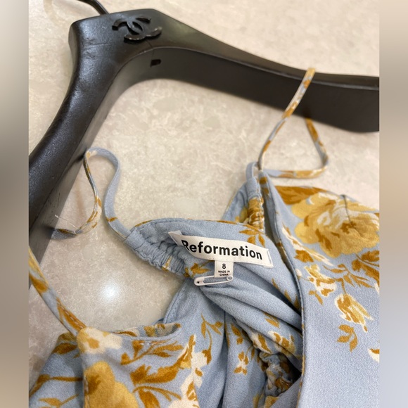 Reformation Dover Floral Print Midi Slip Dress in Heavenly Blue Size 8 - Picture 8 of 16